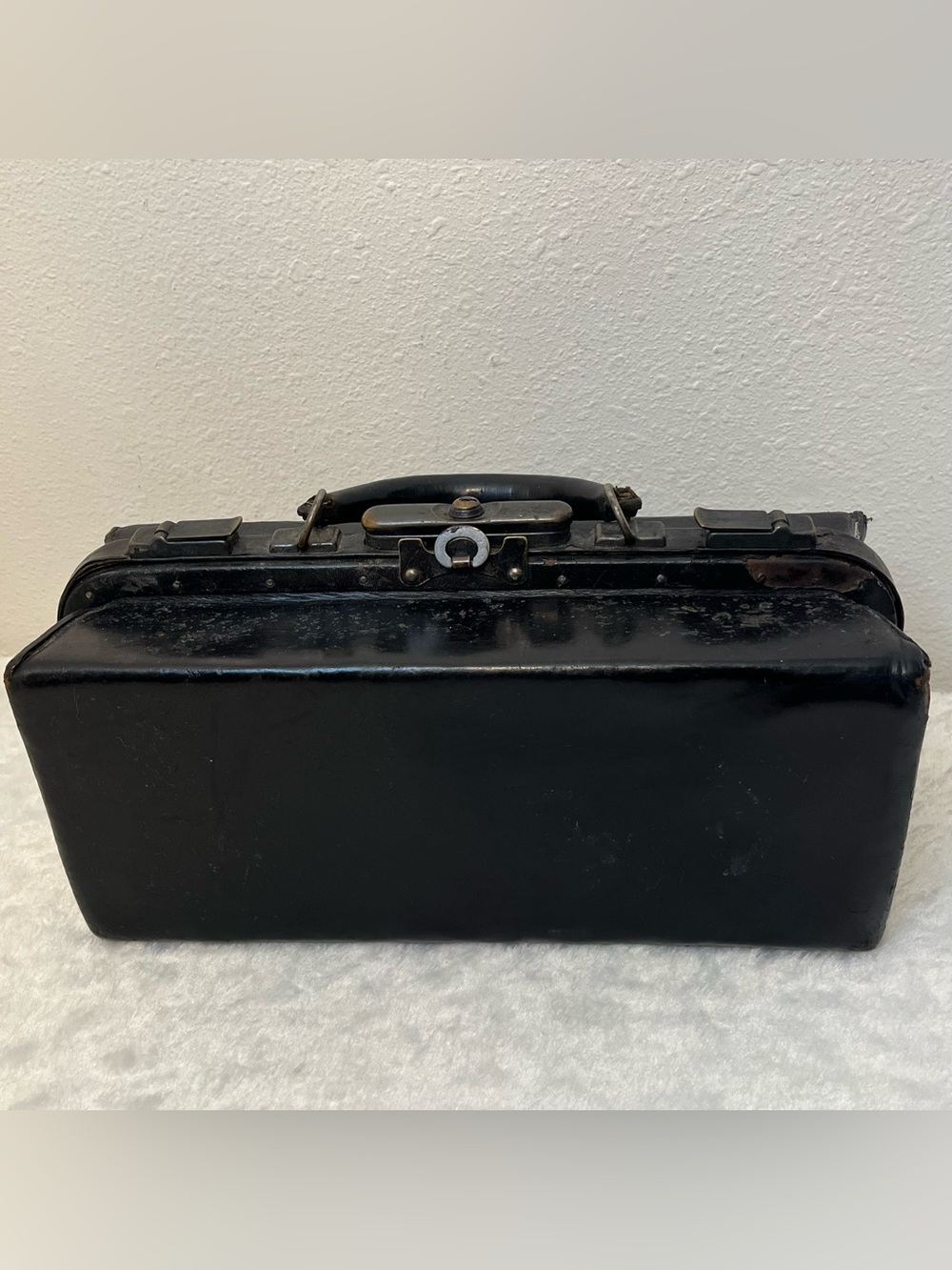 Antique Black Leather Doctors Bag Apothecary Herbalist